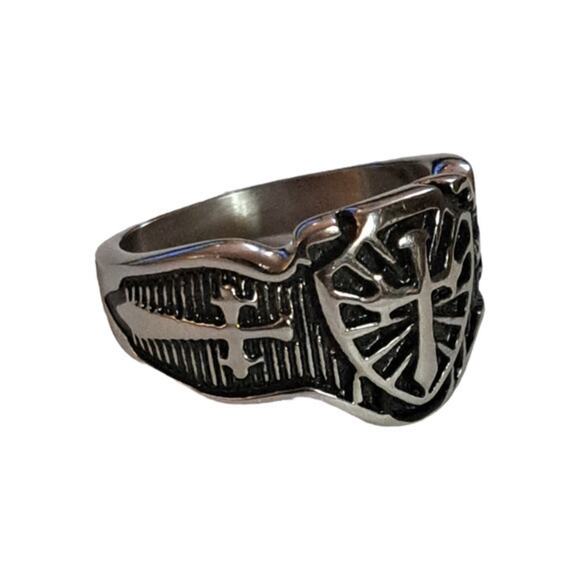 New Knight crusade cross armor shield ring size 14.5 - Picture 3 of 8